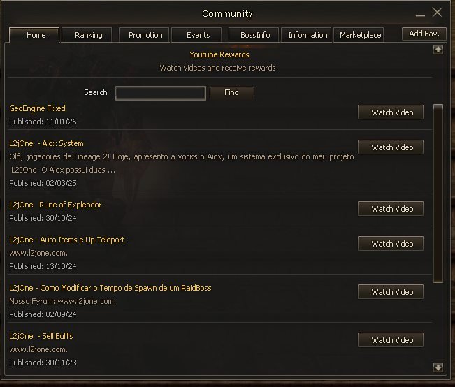 The channel videos listed inside the game, with search and publication date.
